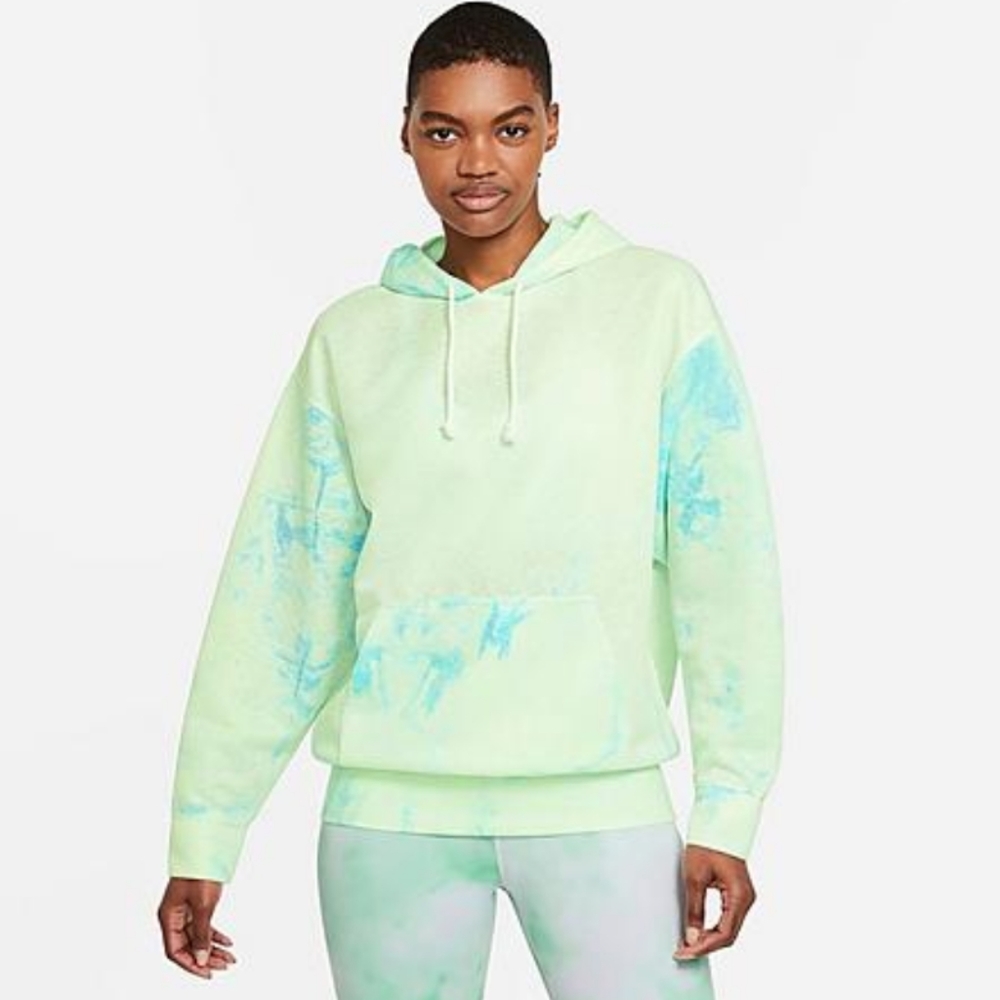 NIKE Womens Moisture Wicking Pocketed Drawstring Tie Dye Long Sleeve